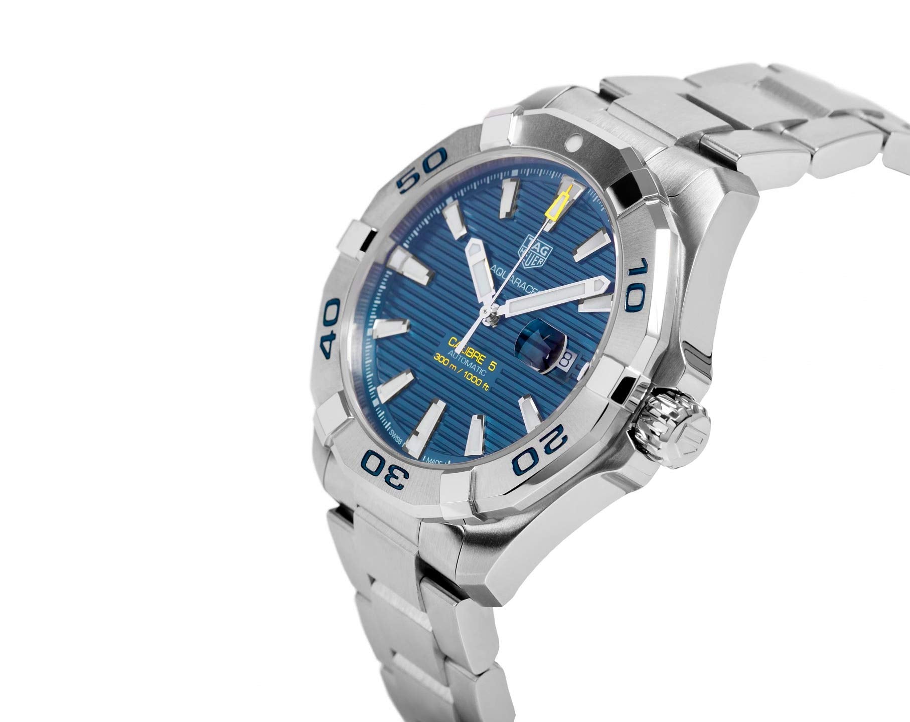 Tag Heuer Aquaracer Calibre 5 Automatic Blue Dial Silver Steel Strap Watch for Men - WAY2012.BA0927 Watches Tag Heuer   