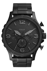 Fossil Nate Chronograph Black Dial Black Steel Strap Watch for Men - JR1401 Watches Fossil   