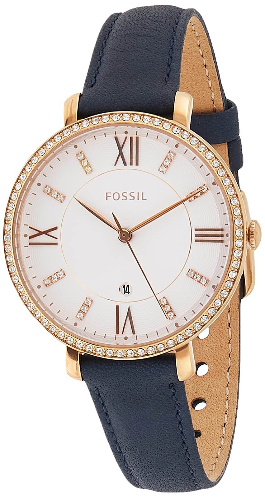 Fossil Jacqueline White Dial Blue Leather Strap Watch for Women - ES4291 Watches Fossil   