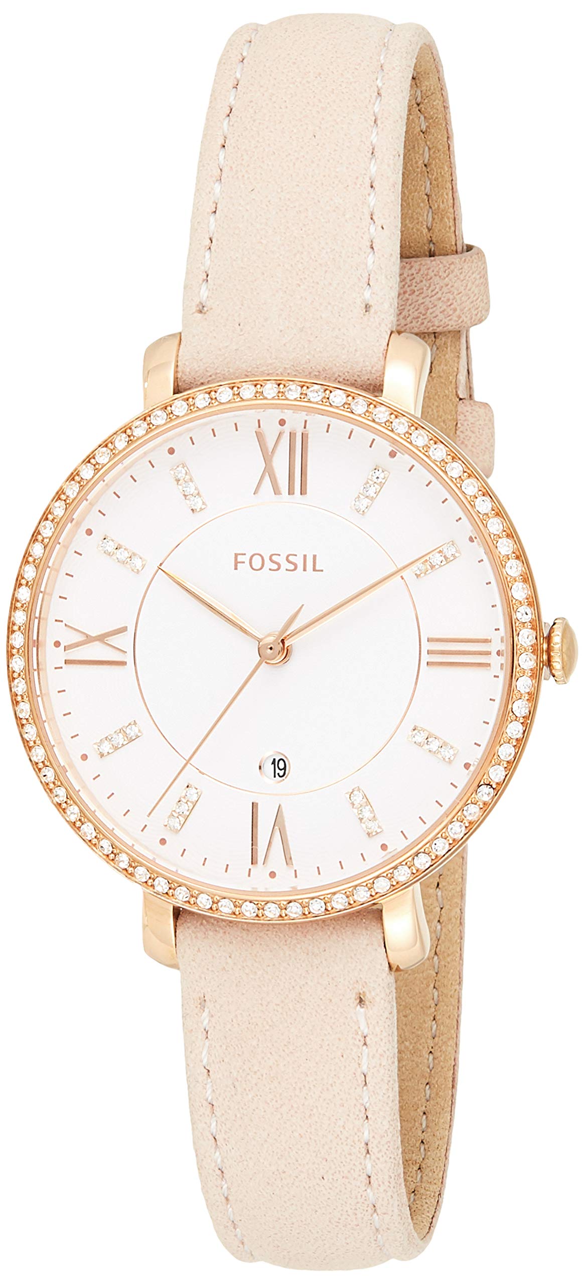 Fossil Jacqueline White Dial Pink Leather Strap Watch for Women - ES4303 Watches Fossil   