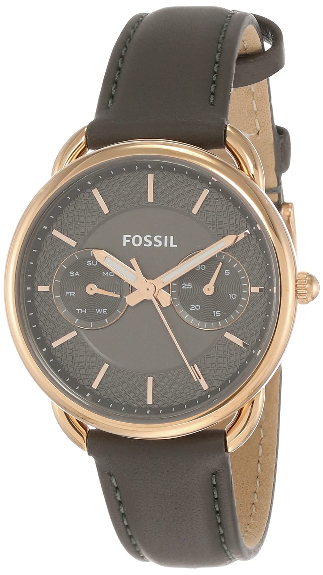 Fossil Tailor Grey Dial Grey Leather Strap Watch for Women - ES3913 Watches Fossil   