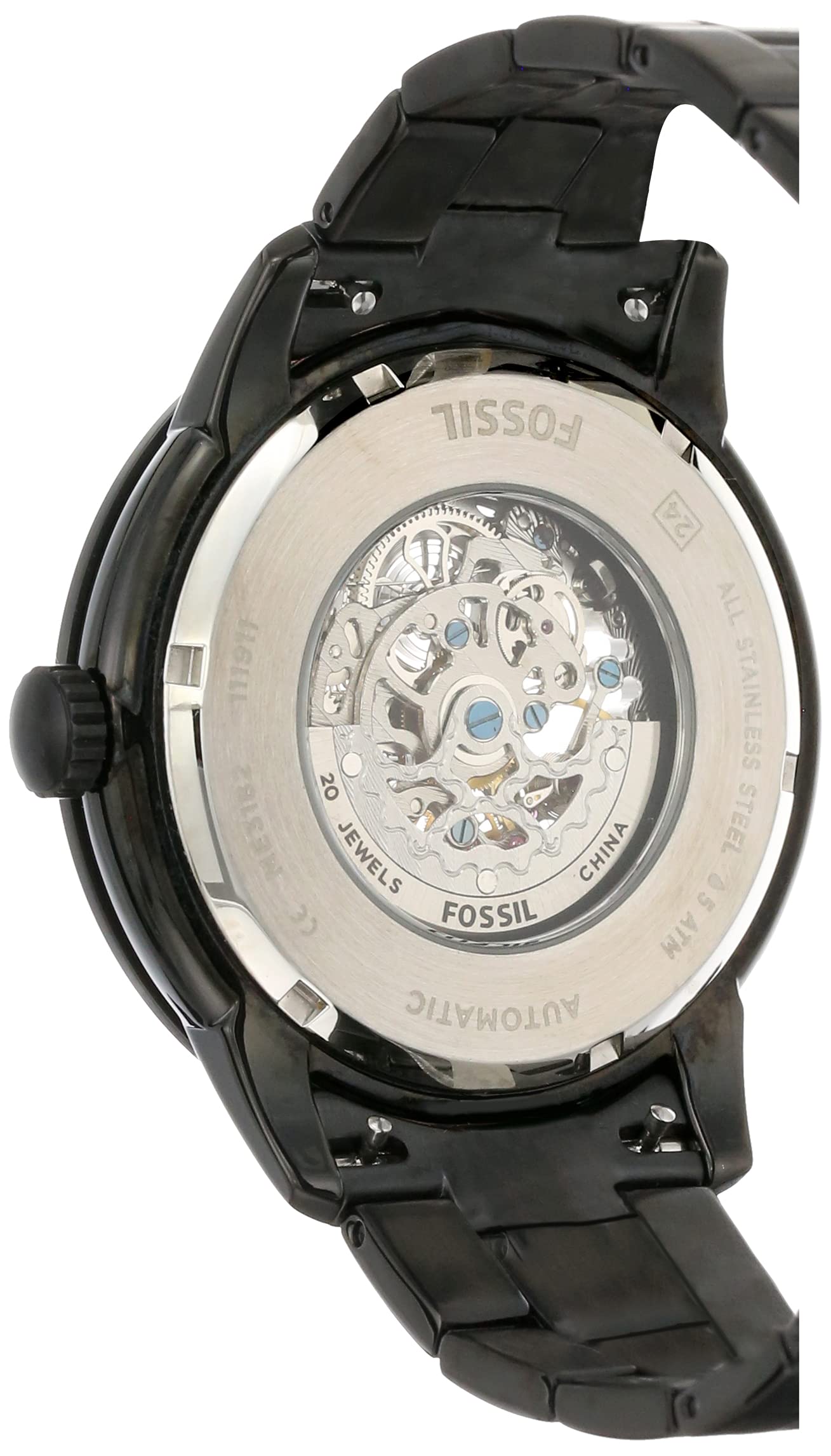 Fossil Modern Machine Automatic Skeleton Grey Dial Black Steel Strap Watch for Men - ME3134 Watches Fossil   