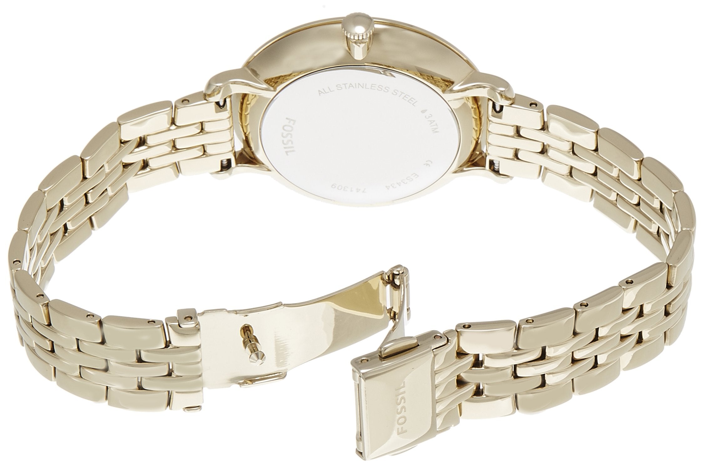 Fossil Jacqueline White Dial Gold Steel Strap Watch for Women - ES3434 Watches Fossil   