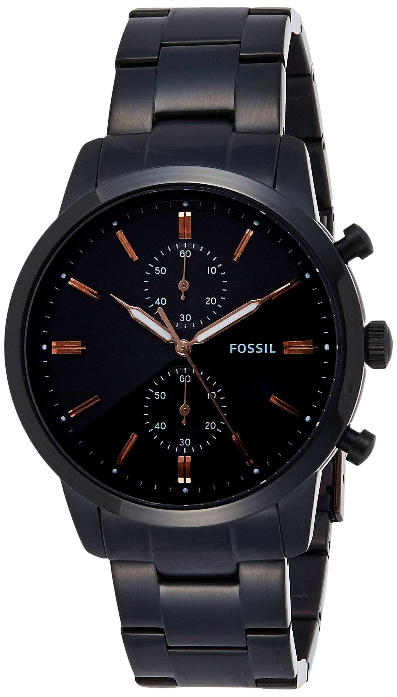 Fossil Townsman Chronograph Black Dial Black Steel Strap Watch for Men - FS5379 Watches Fossil   