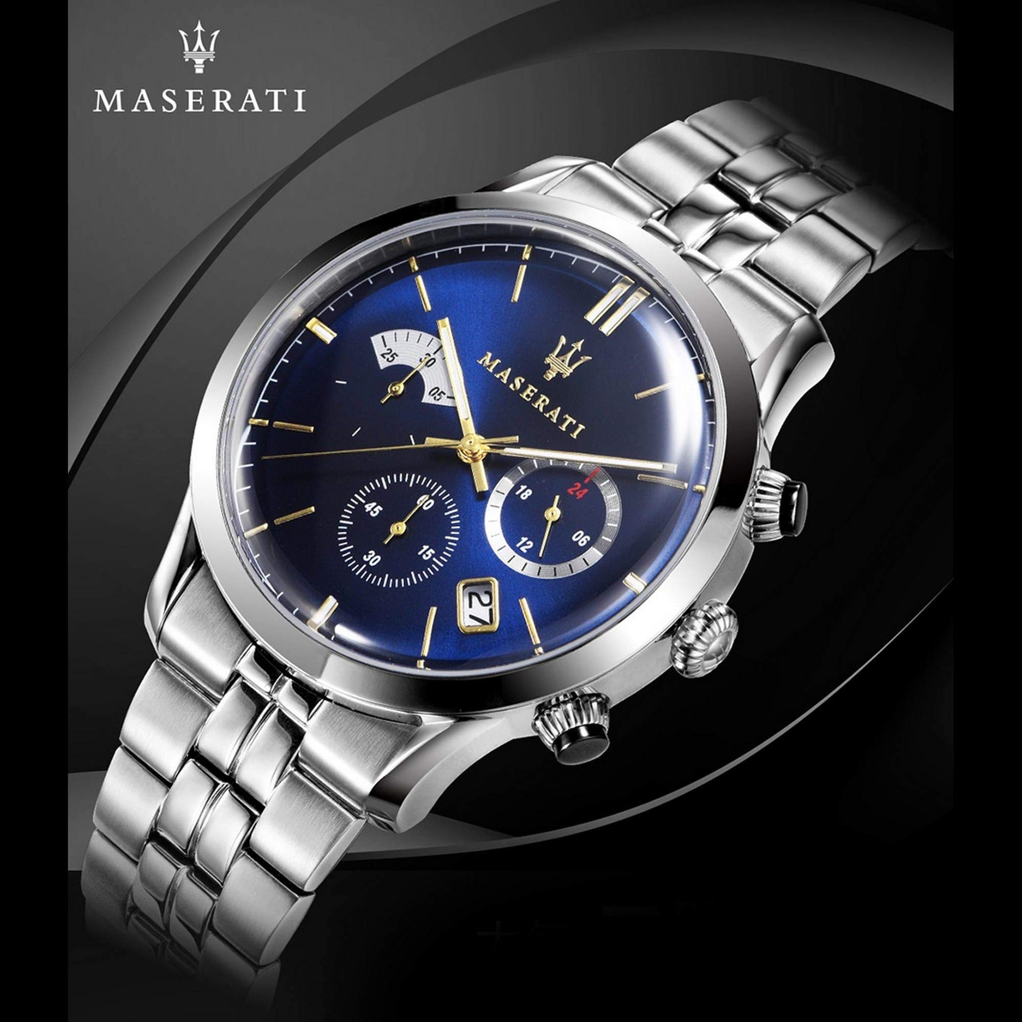 Maserati Ricordo Chronograph Blue Dial Stainless Steel 42mm Watch For Men - R8873633001 Watches Maserati   