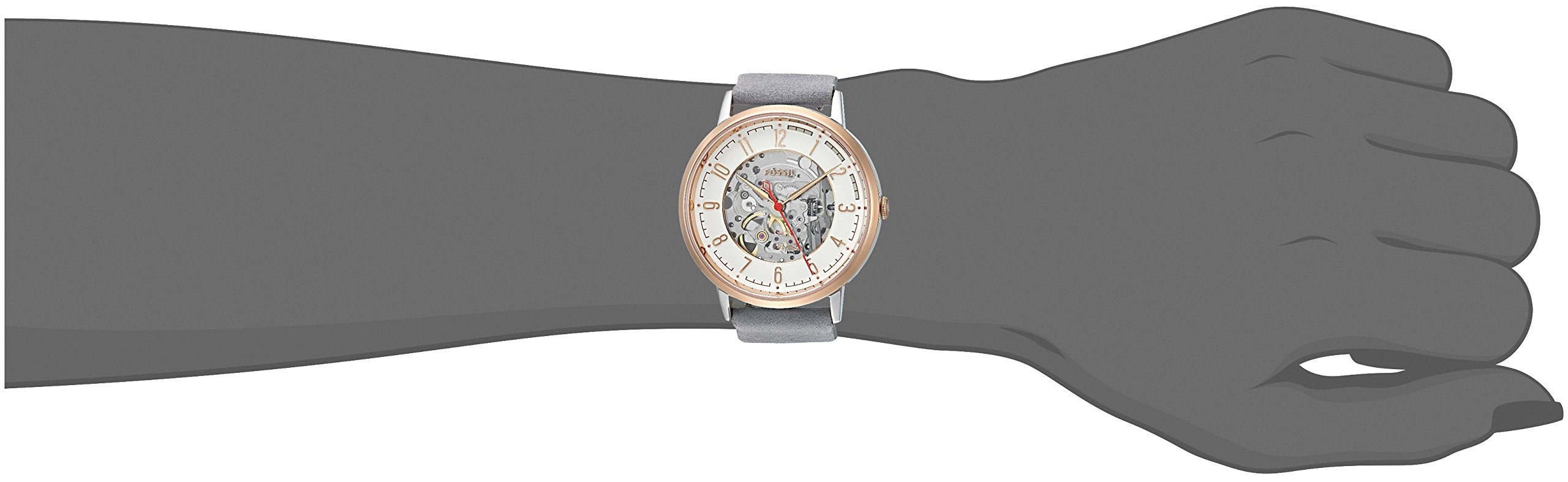 Fossil Vintage Muse Automatic Skeleton White Dial Grey Leather Strap Watch for Women - ME3131 Watches Fossil   