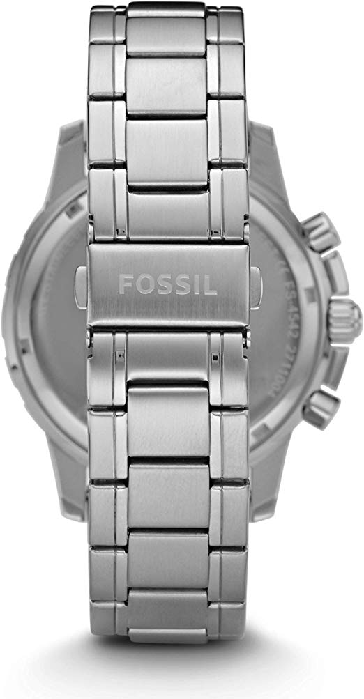 Fossil Dean Chronograph Black Dial Silver Steel Strap Watch for Men - FS4542 Watches Fossil   