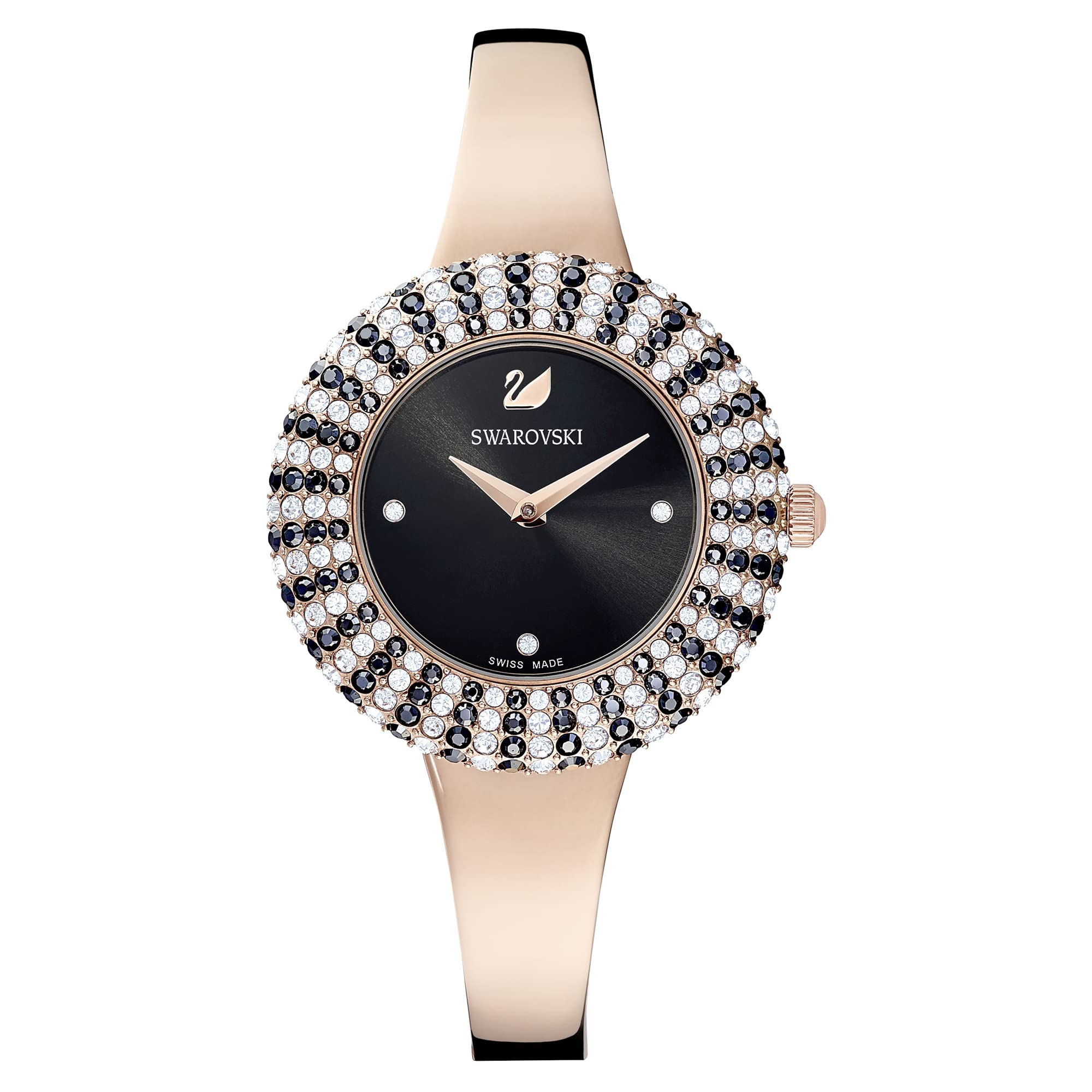 Swarovski Crystal Rose Black Dial Rose Gold Steel Strap Watch for Women - 5484050 Watches Swarovski   