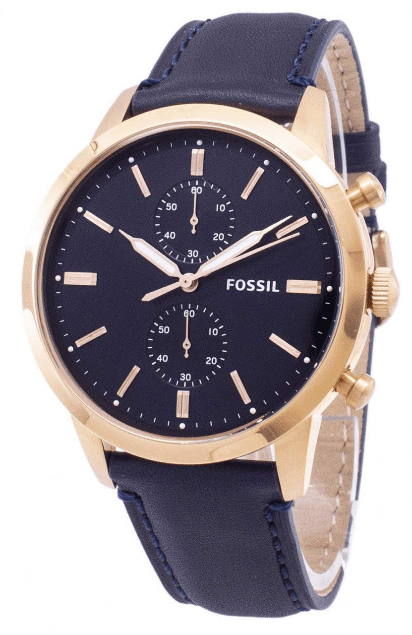 Fossil Townsman Chronograph Blue Dial Blue Leather Strap Watch for Men - FS5436 Watches Fossil   