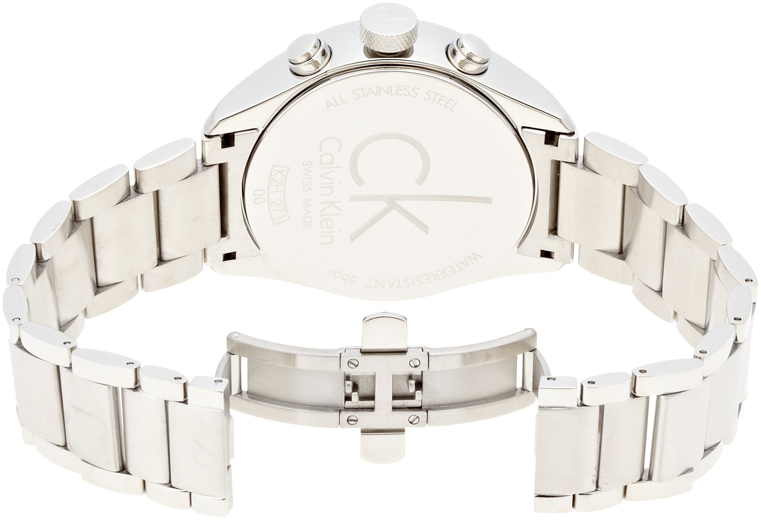 Calvin Klein Masculine Chronograph White Dial Silver Steel Strap Watch for Men - K2H27126 Watches Calvin Klein   