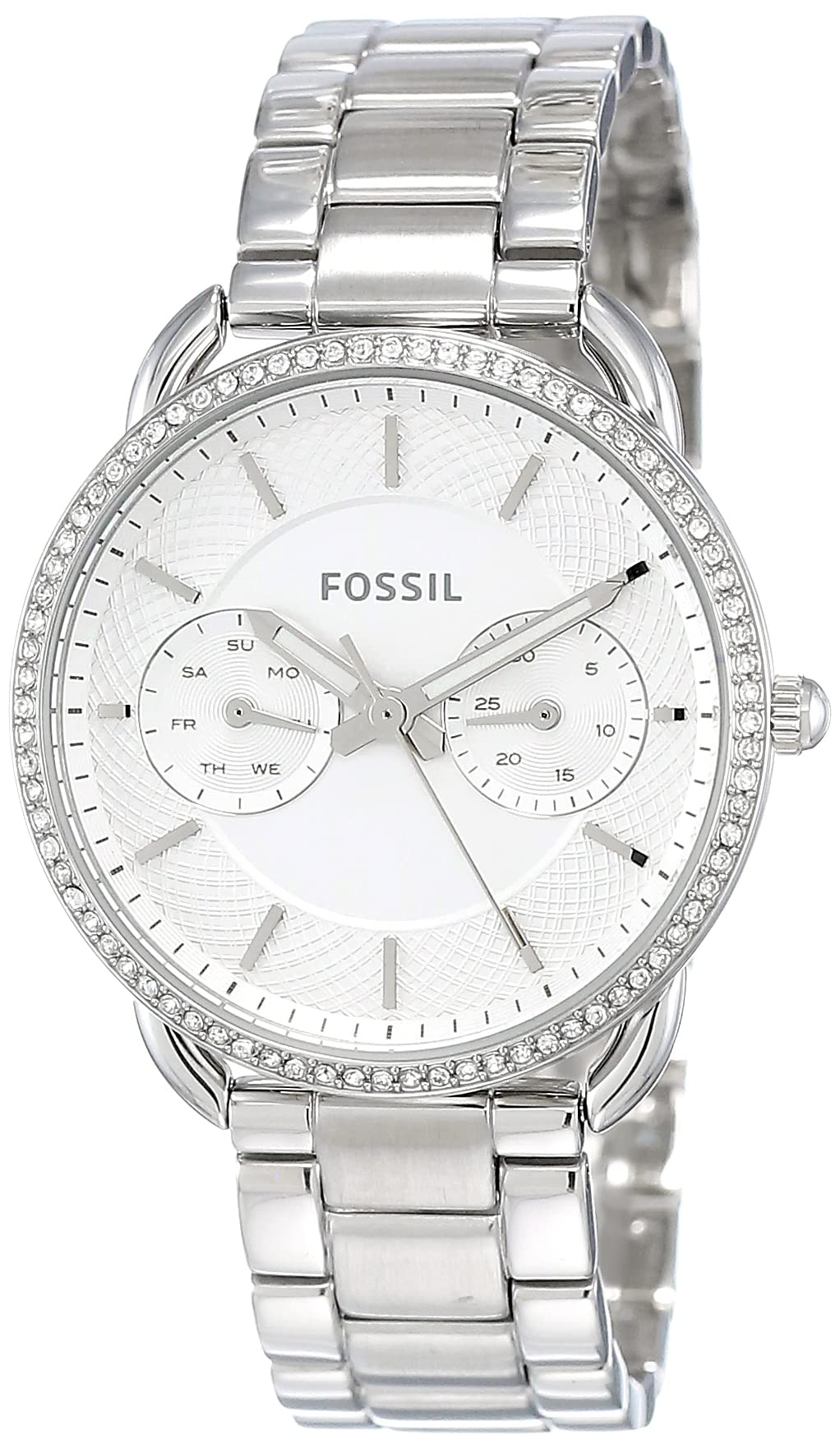 Fossil Tailor White Dial Silver Stainless Steel Strap Watch for Women - ES4262 Watches Fossil   