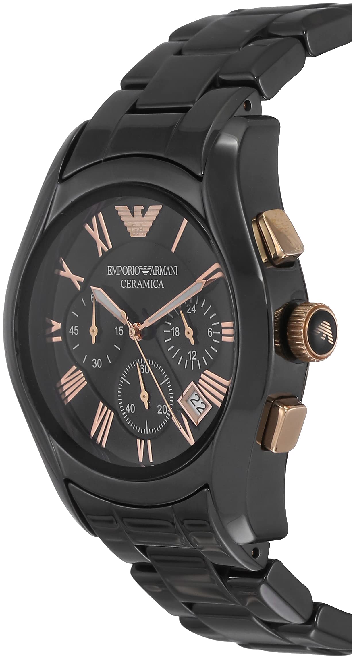 Emporio Armani Valente Ceramica Chronograph Black Dial Watch For Men - AR1410 Watches Emporio Armani   