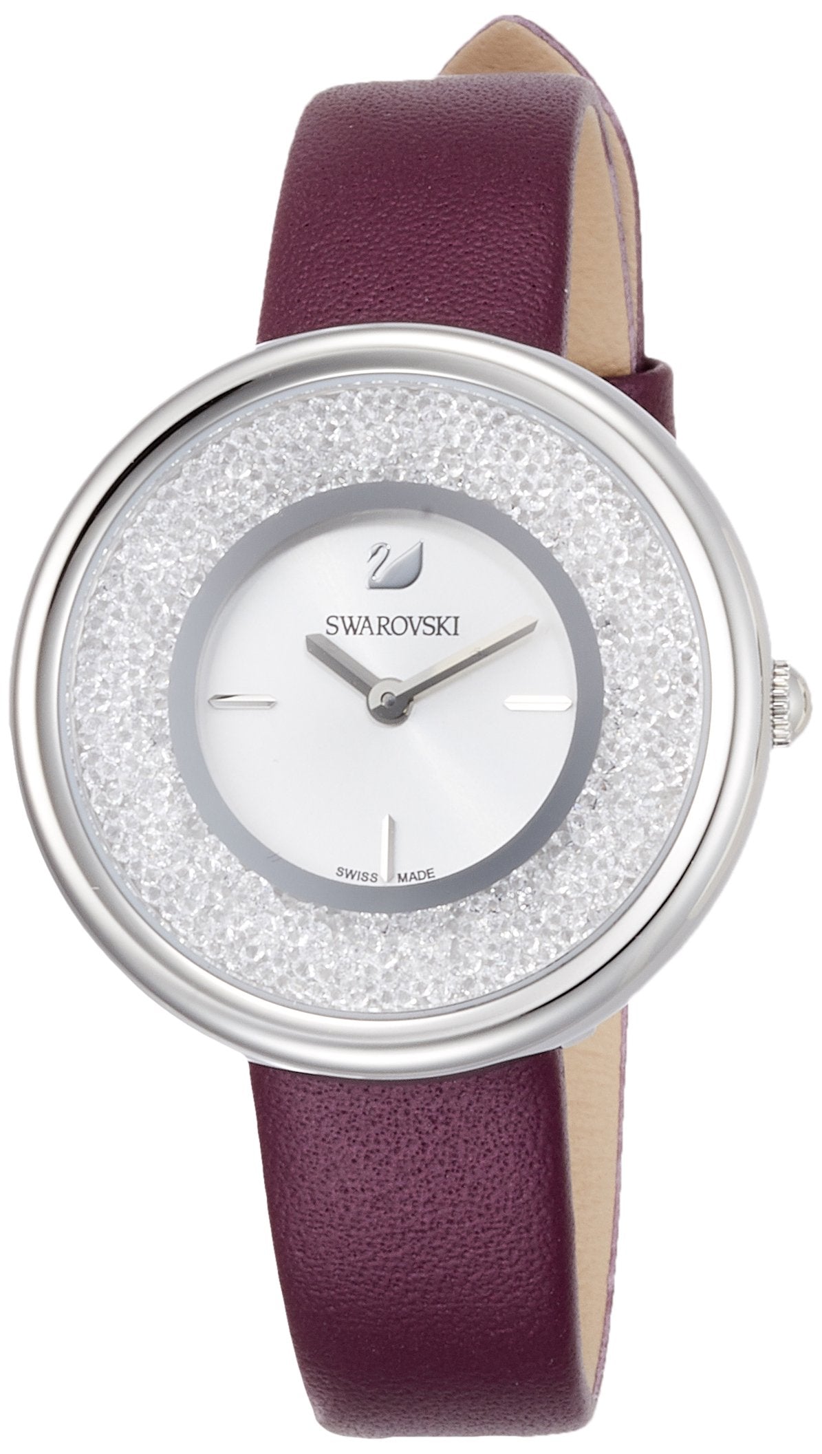 Swarovski Crystalline Silver Dial Purple Leather Strap Watch for Women - 5295355 Watches Swarovski   