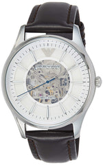 Emporio Armani Meccanico White Dial Brown Leather Strap Watch For Men - AR1946 Watches Emporio Armani   