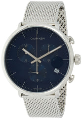 Calvin Klein High Noon Chronograph Blue Dial Silver Mesh Bracelet Watch for Men - K8M2712N Watches Calvin Klein   