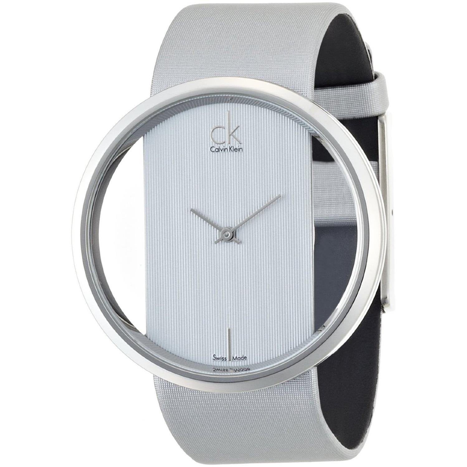 Calvin Klein Glam Transparent Dial Sky Blue Leather Strap Watch for Women - K9423193 Watches Calvin Klein   