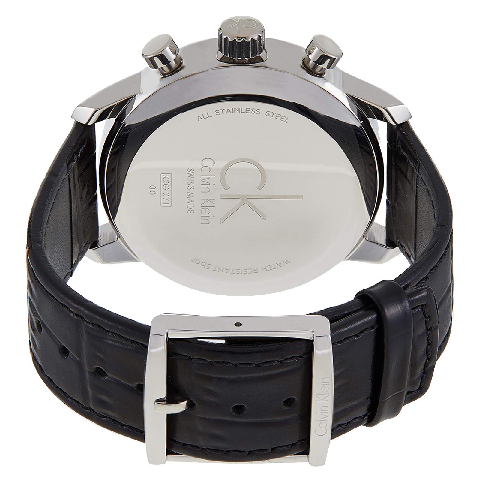 Calvin Klein City Chronograph Black Dial Black Leather Strap Watch for Men - K2G271CX Watches Calvin Klein   