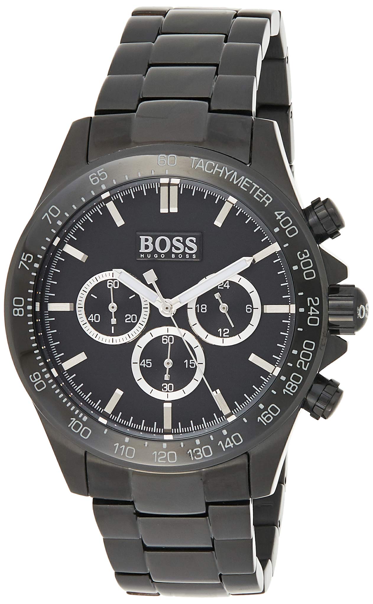 Hugo Boss Ikon Chronograph Black Dial Black Steel Strap Watch for Men - 1512961 Watches Hugo Boss   