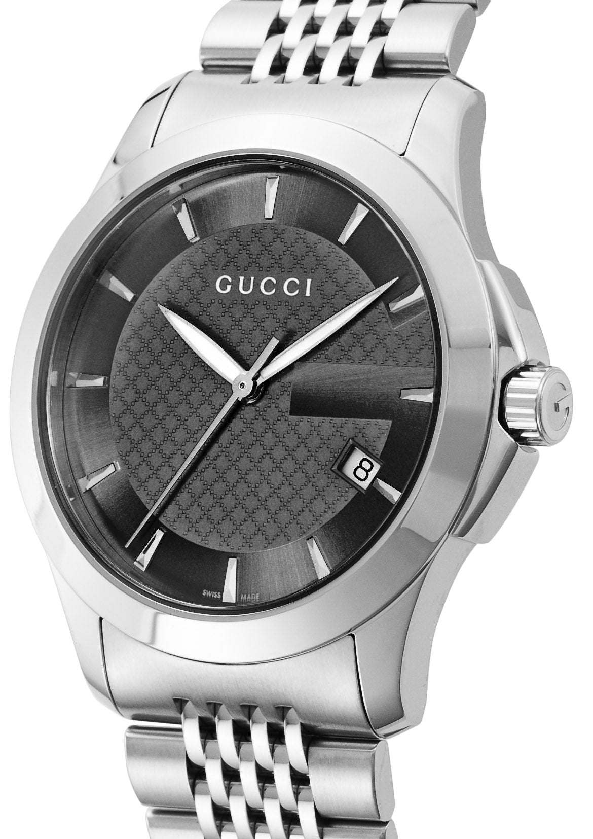 Gucci G Timeless Black Dial Silver Steel Strap Watch For Men - YA126402 Watches Gucci   