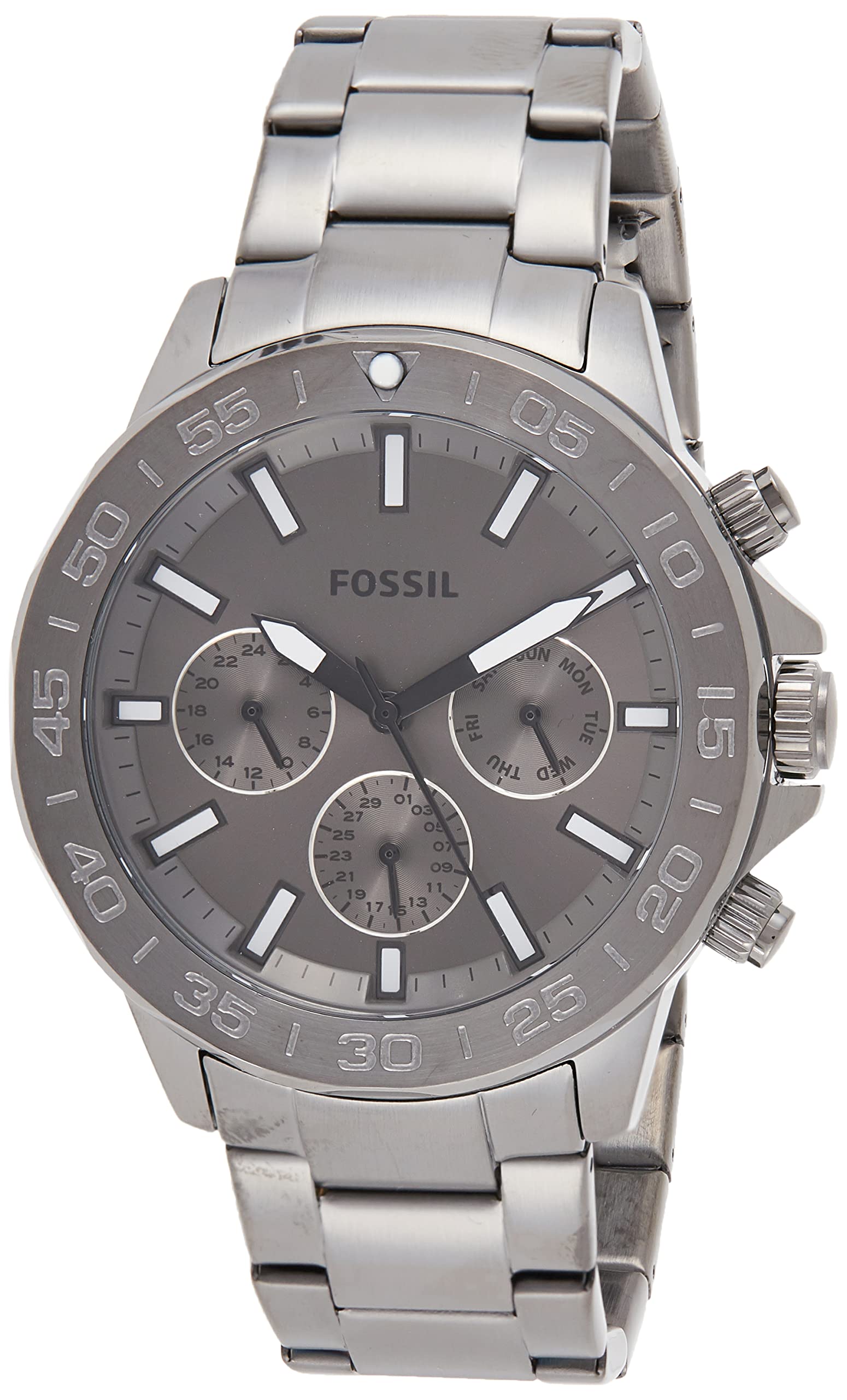 Fossil Bannon Multifunction Chronograph Grey Dial Gray Steel Strap Watch for Men - BQ2491 Watches Fossil   