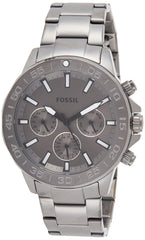 Fossil Bannon Multifunction Chronograph Grey Dial Gray Steel Strap Watch for Men - BQ2491 Watches Fossil   