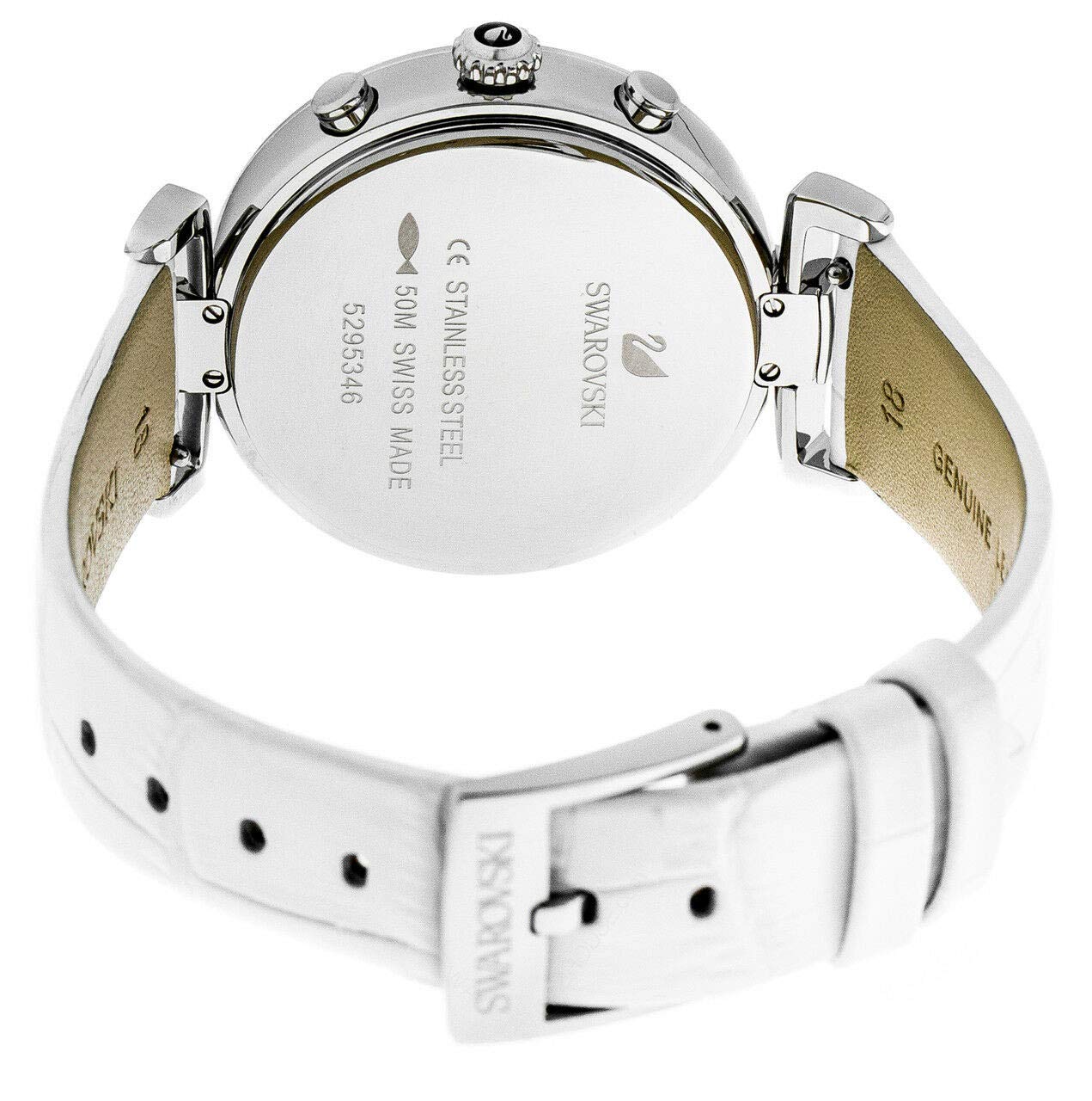 Swarovski Era Journey Silver Dial White Leather Strap Watch for Women - 5295346 Watches Swarovski   