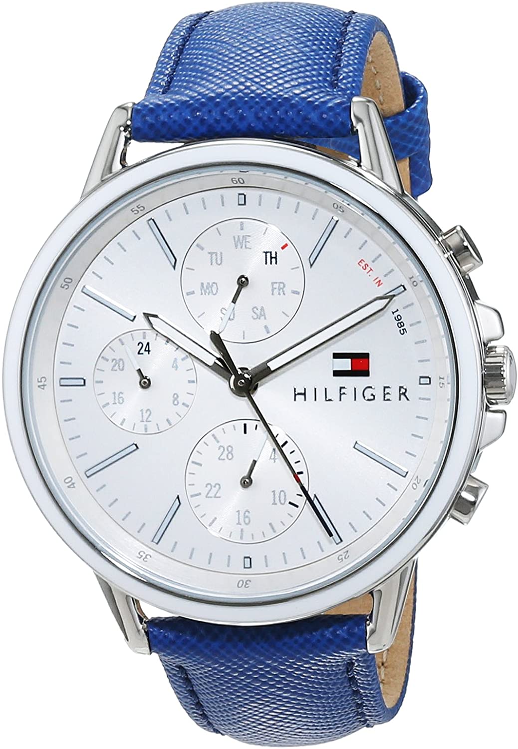 Tommy Hilfiger Carly Silver Dial Blue Leather Strap Watch for Women - 1781791 Watches Tommy Hilfiger   