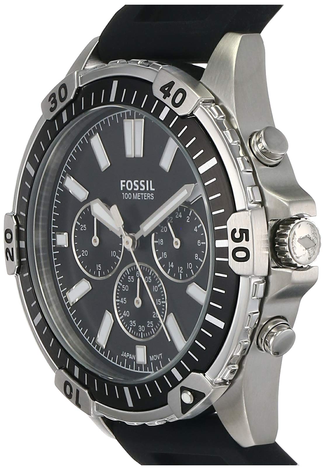 Fossil Garrett Chronograph Black Dial Black Rubber Strap Watch for Men - FS5624 Watches Fossil   