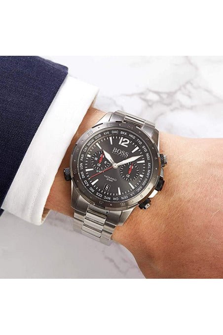 Hugo Boss Nomad Grey Dial Silver Steel Strap Watch for Men - 1513774 Watches Hugo Boss   