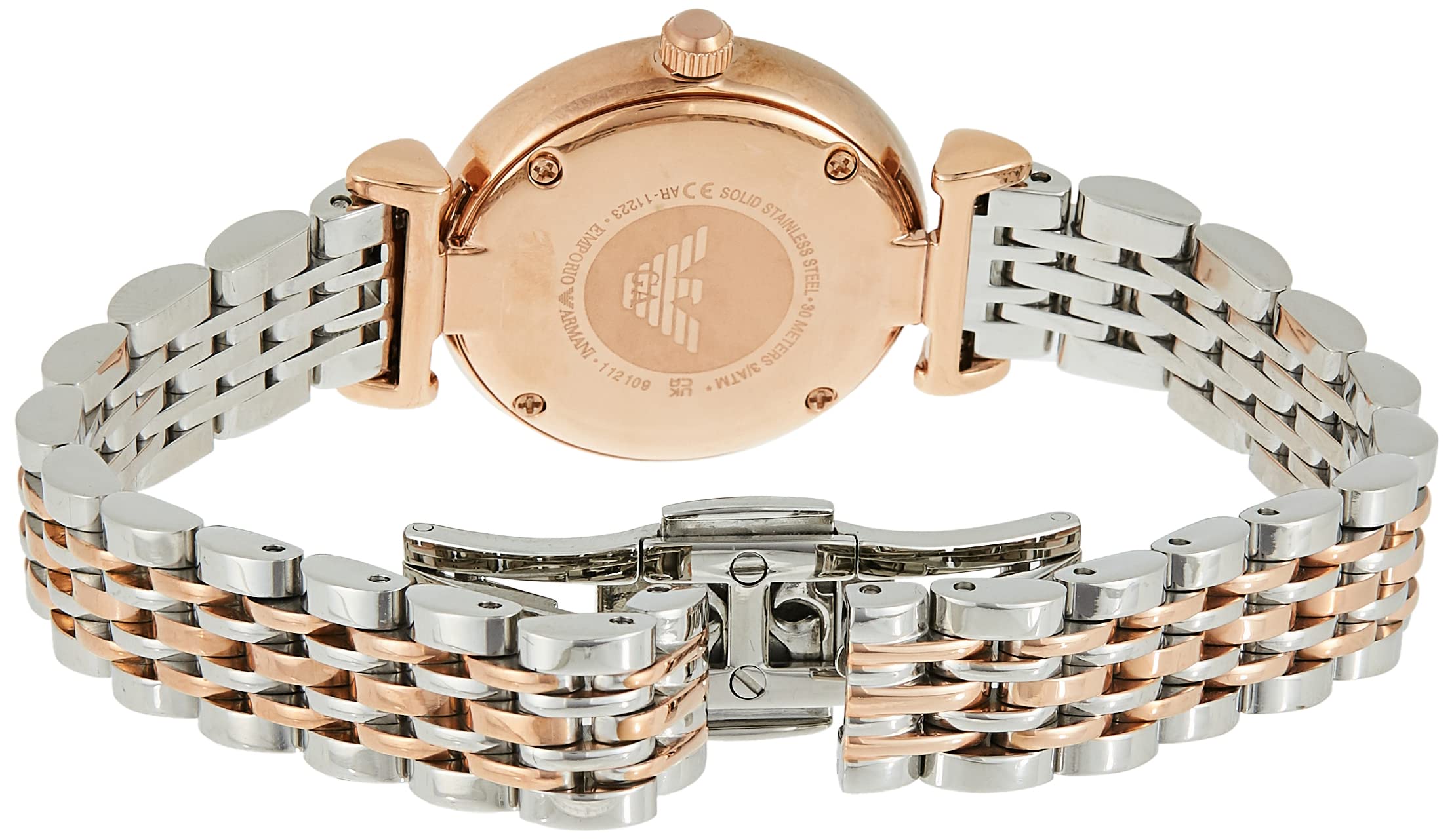 Emporio Armani Gianni T Bar Pink Dial Two Tone Stainless Steel Strap Watch For Women - AR11223 Watches Emporio Armani   