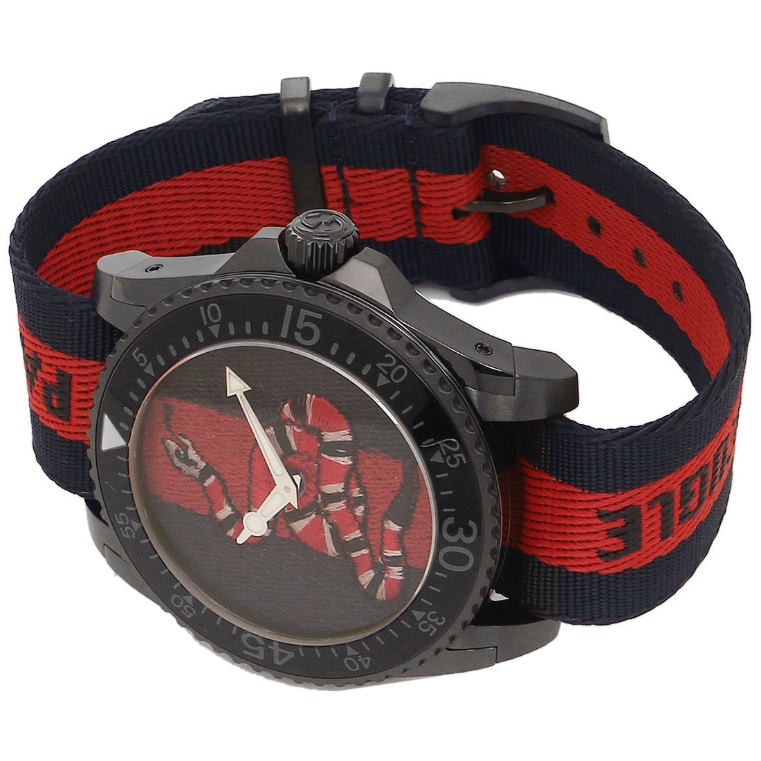 Gucci Dive Blue & Red Dial Blue & Red Nylon Strap Watch For Men - YA136214 Watches Gucci   