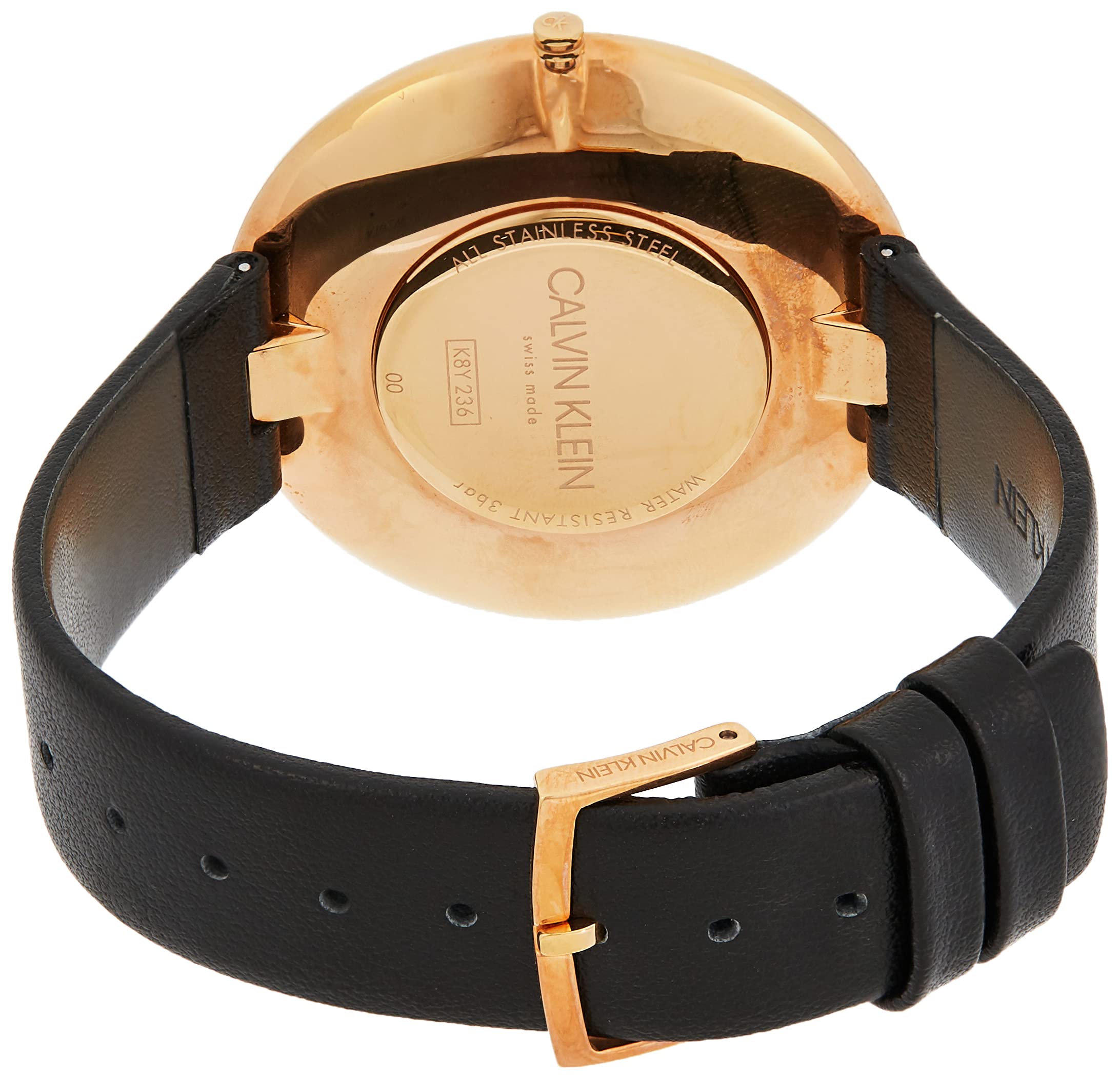 Calvin Klein Full Moon Black Dial Black Leather Strap Watch for Women - K8Y236C1 Watches Calvin Klein   