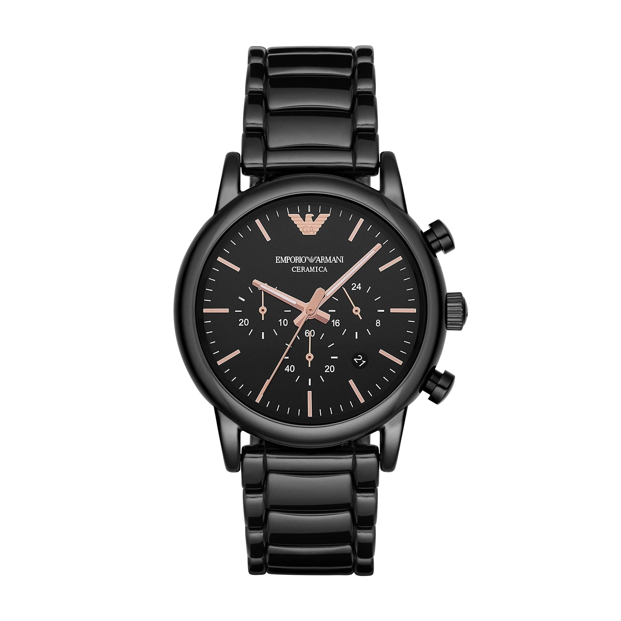 Emporio Armani Luigi Ceramic Chronograph Black Dial Black Strap Watch For Men - AR1509 Watches Emporio Armani   