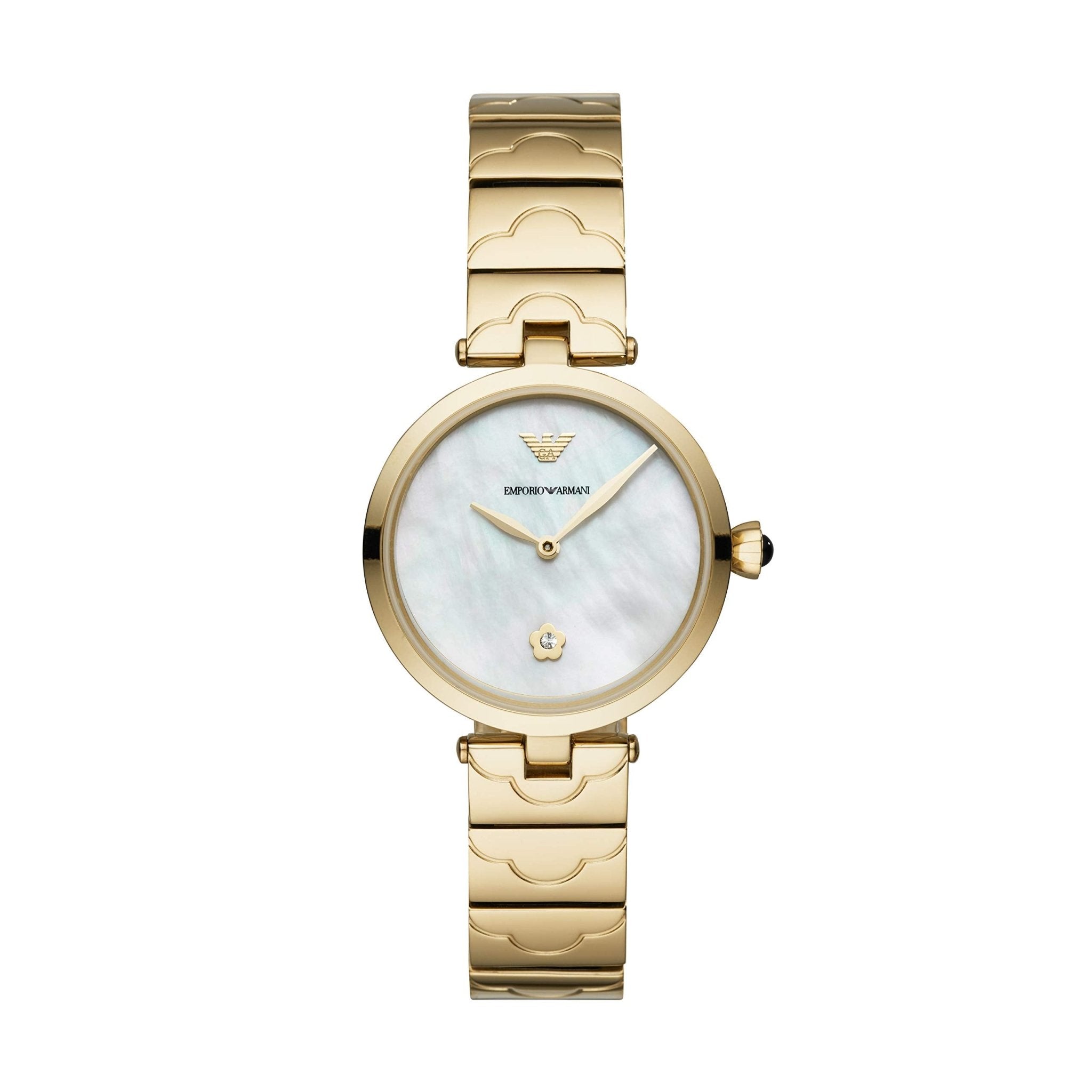 Emporio Armani Arianna Mother of Pearl Dial Gold Stainless Steel Watch For Women - AR11198 Watches Emporio Armani   