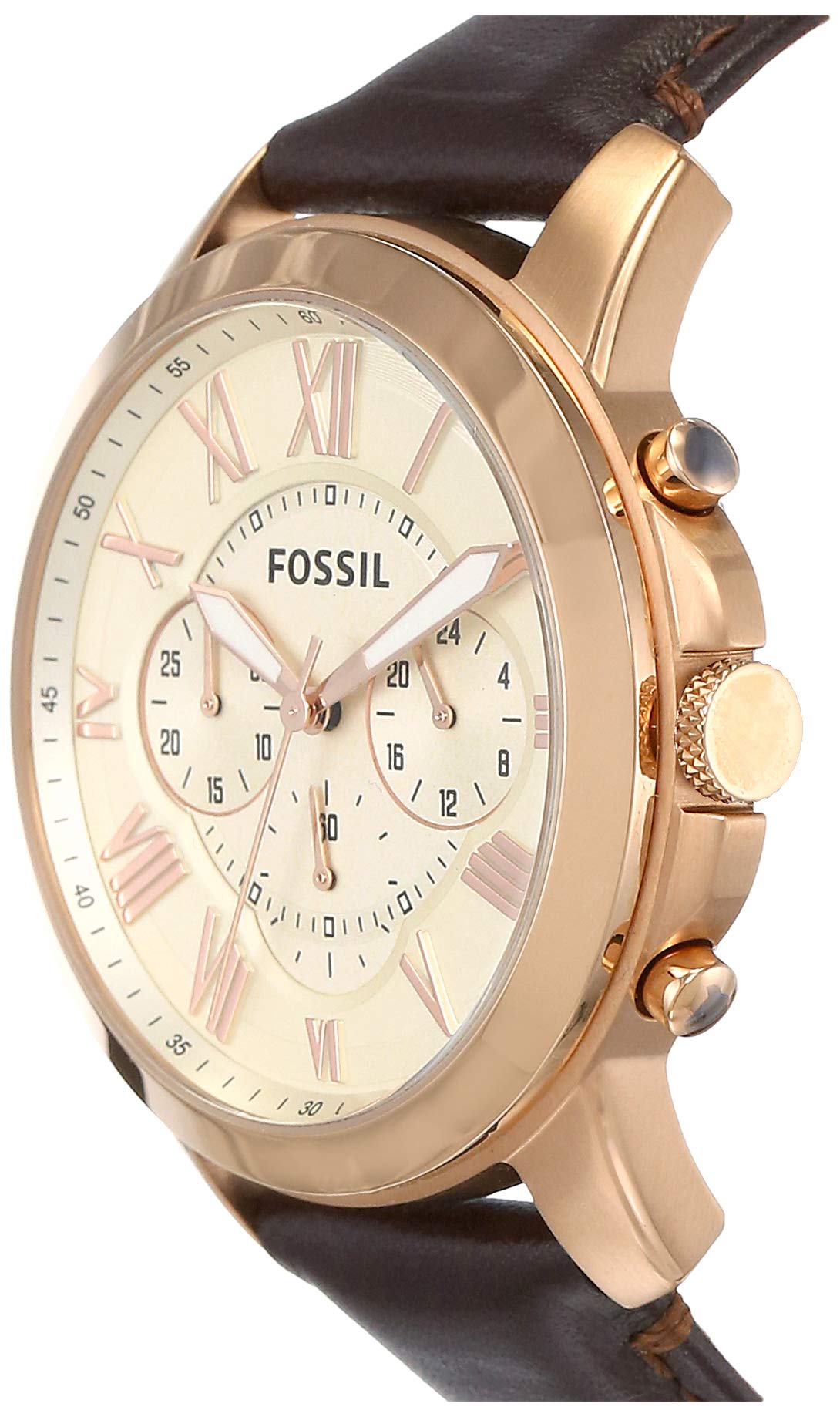 Fossil Grant Chronograph White Dial Brown Leather Strap Watch for Men - FS4991 Watches Fossil   