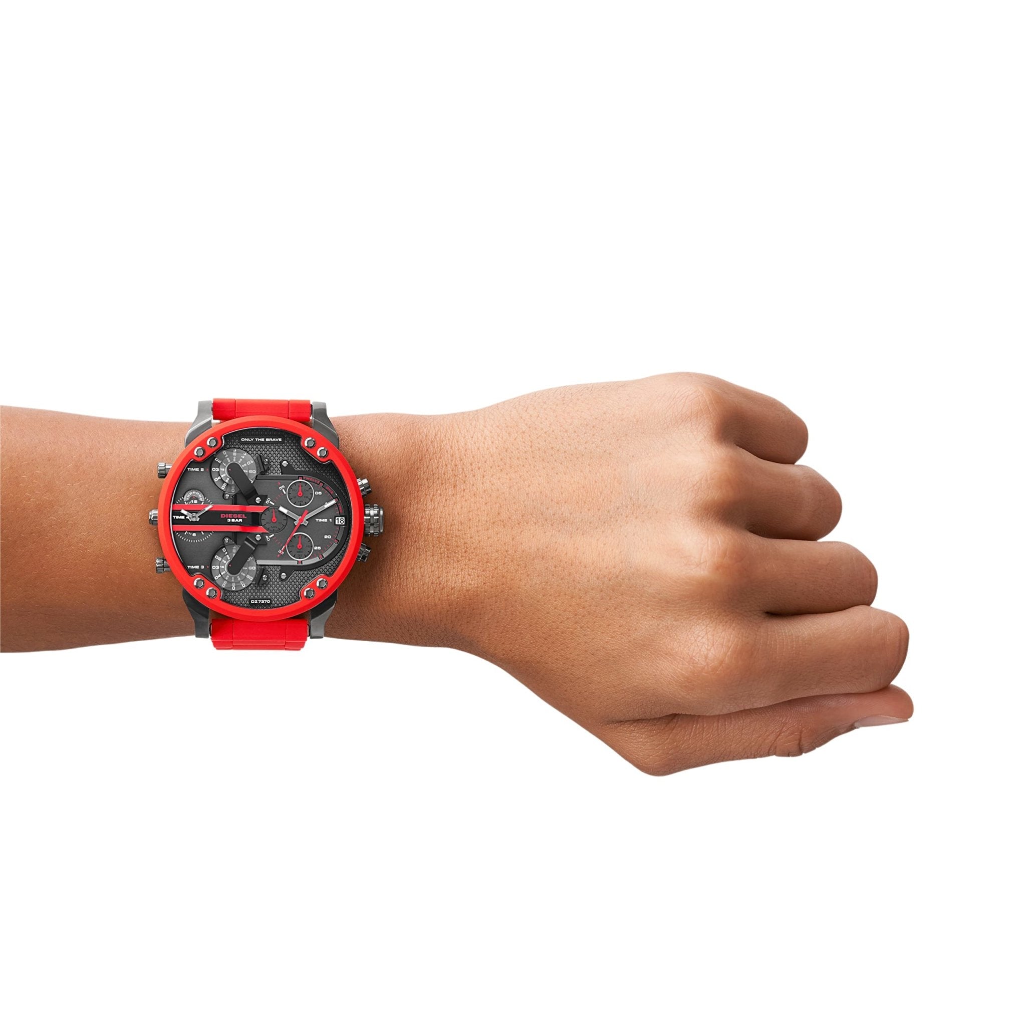 Diesel Mr Daddy 2.0 Black Dial Red Stainless Steel Watch For Men - DZ7370 Watches Diesel   