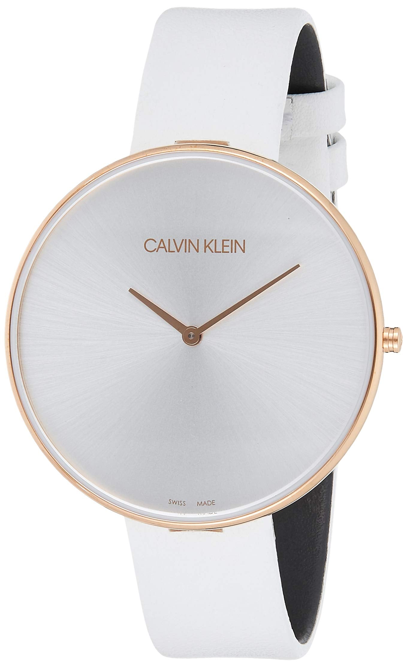 Calvin Klein Full Moon White Dial White Leather Strap Watch for Women - K8Y236L6 Watches Calvin Klein   