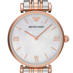 Emporio Armani T Bar Gianni Classic Mother Of Pearl Dial Two Tone Stainless Steel Watch For Women - AR1683 Watches Emporio Armani   