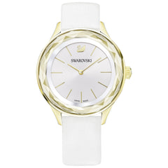 Swarovski Octea Nova Quartz White Dial White Leather Strap Watch for Women - 5295337 Watches Swarovski   