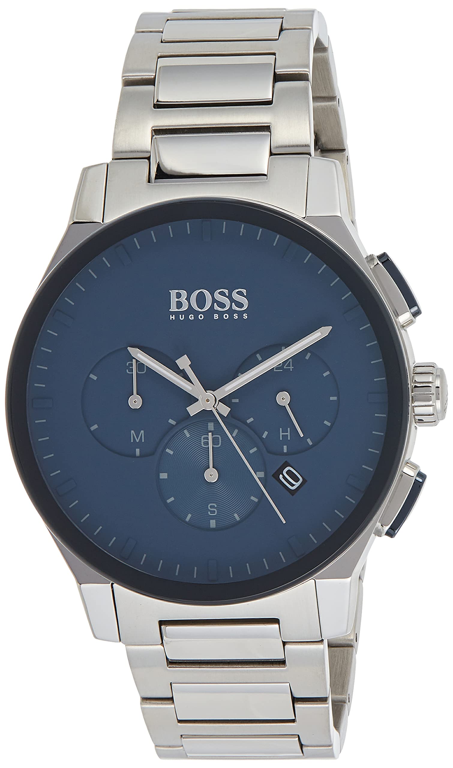 Hugo Boss Peak Chronograph Blue Dial Silver Steel Strap Watch for Men - 1513763 Watches Hugo Boss   