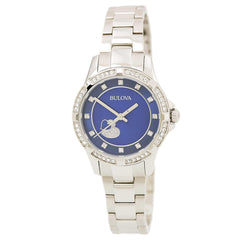 Bulova Crystal Collection Blue Mother of Pearl Dial Silver Steel Strap Watch for Women - 96L238 Watches Bulova   