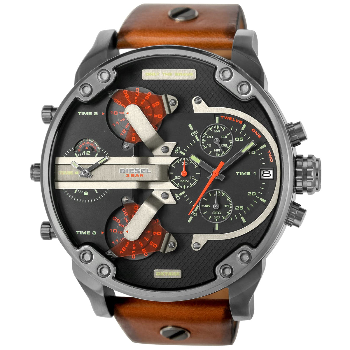 Diesel Mr Daddy 2.0 Black Dial Brown Leather Strap Watch For Men - DZ7332 Watches Diesel   