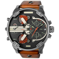 Diesel Mr Daddy 2.0 Black Dial Brown Leather Strap Watch For Men - DZ7332 Watches Diesel   