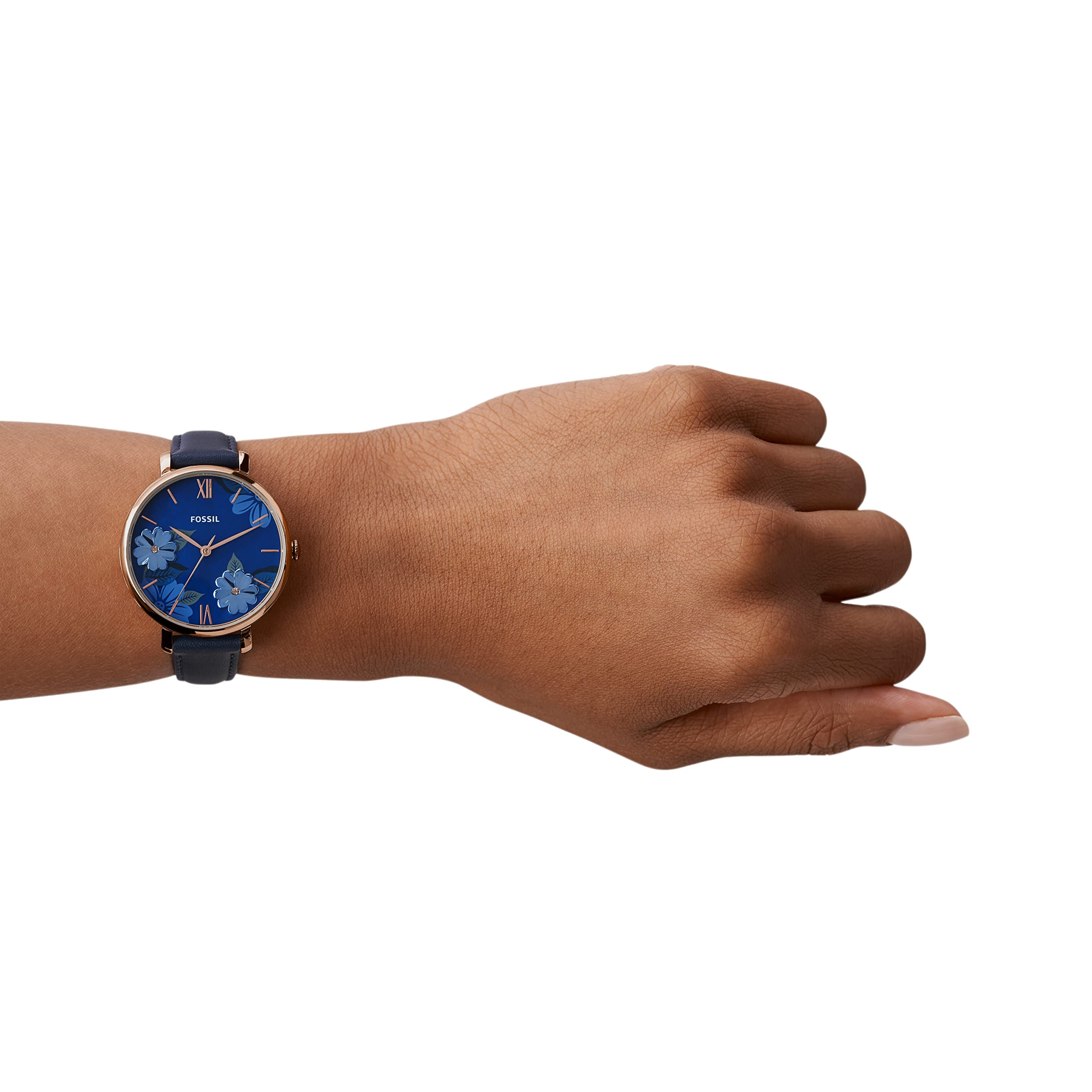 Fossil Jacqueline Blue Dial Blue Leather Strap Watch for Women - ES4673 Watches Fossil   