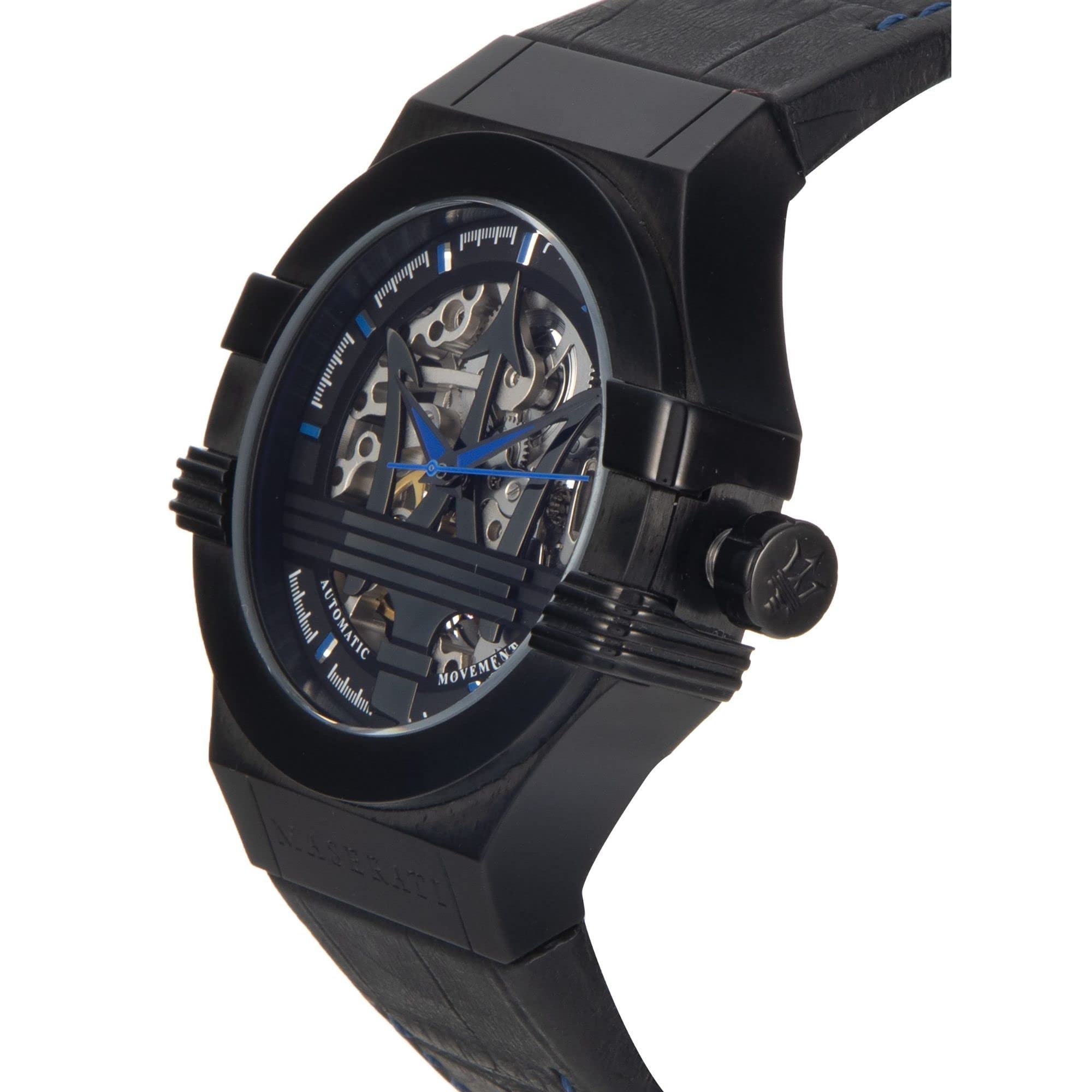 Maserati Potenza Automatic Black Dial Black Leather Strap Watch For Men - R8821108009 Watches Maserati   