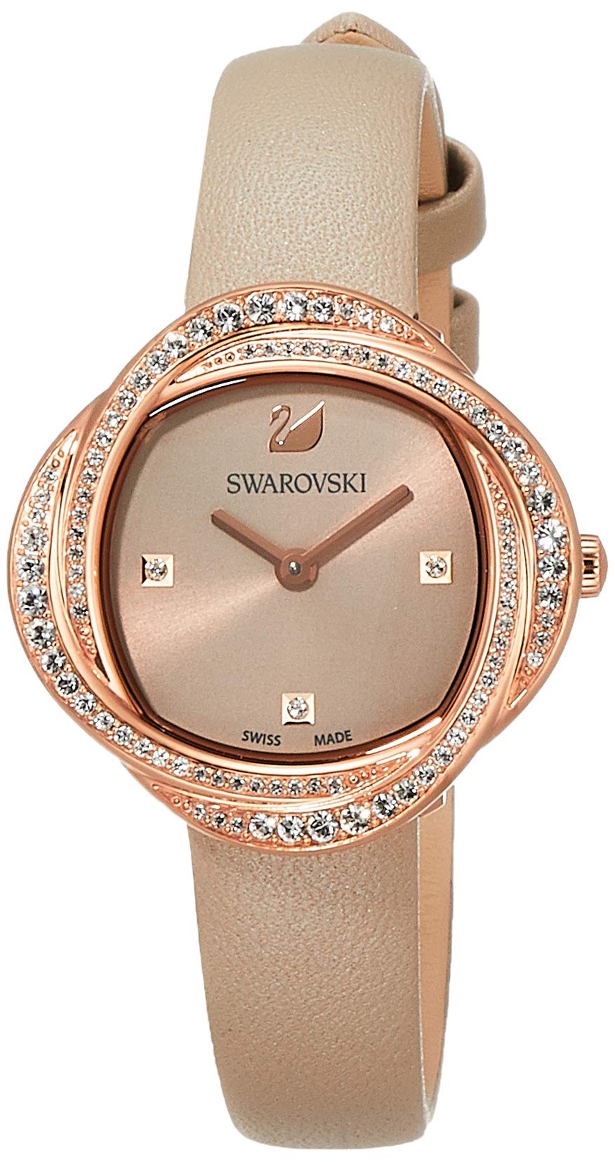 Swarovski Crystal Flower Grey Dial Grey Leather Strap Watch for for Women - 5552424 Watches Swarovski   