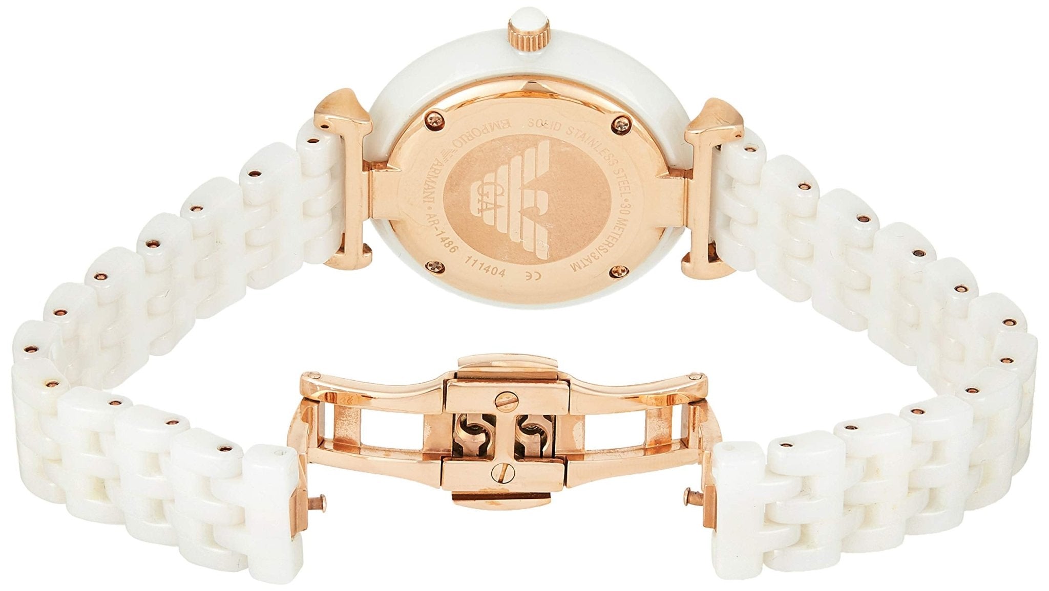 Emporio Armani Ceramica Mother of Pearl Dial White Ceramic Strap Watch For Women - AR1486 Watches Emporio Armani   