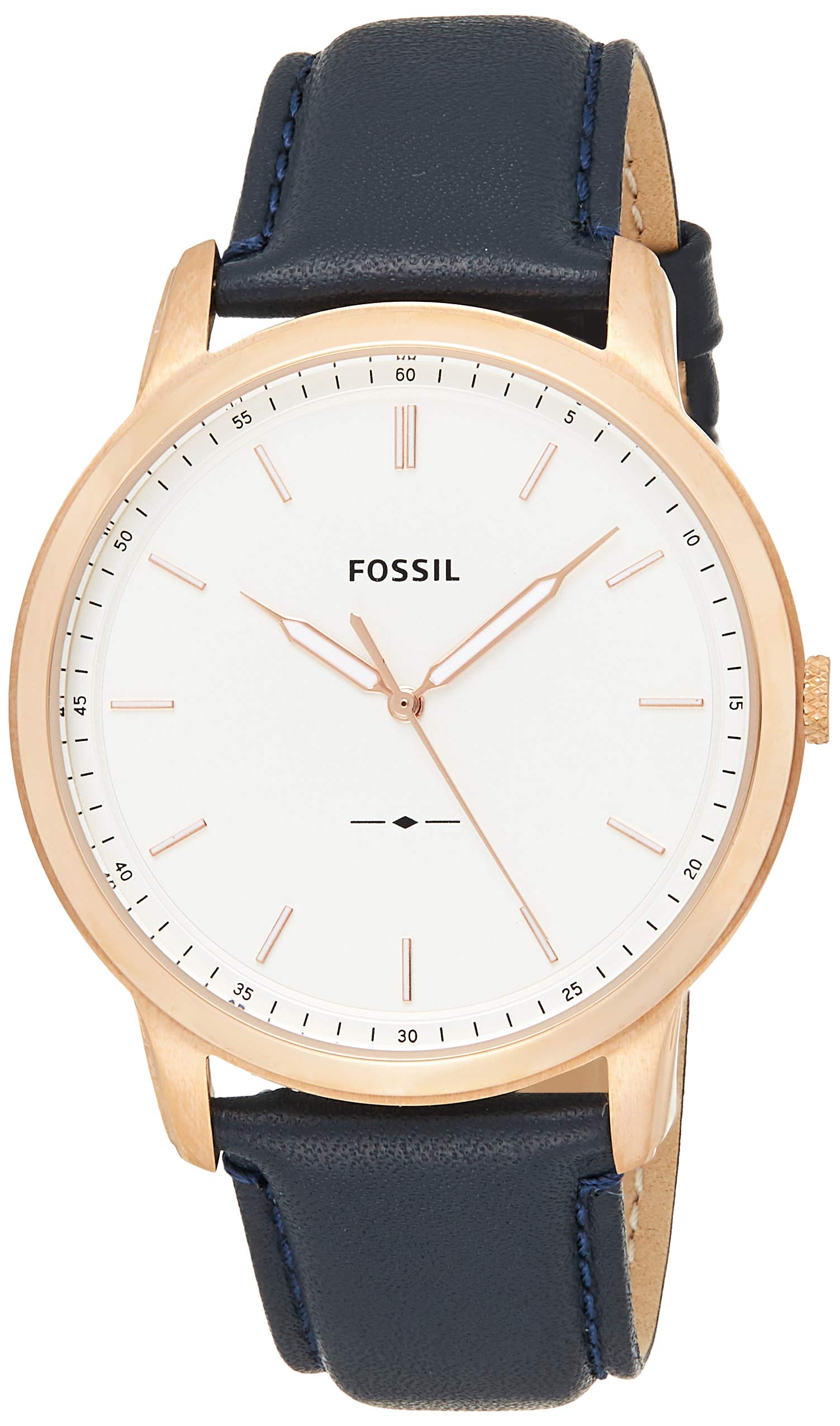 Fossil The Minimalist Slim White Dial Blue Leather Strap Watch for Men - FS5371 Watches Fossil   