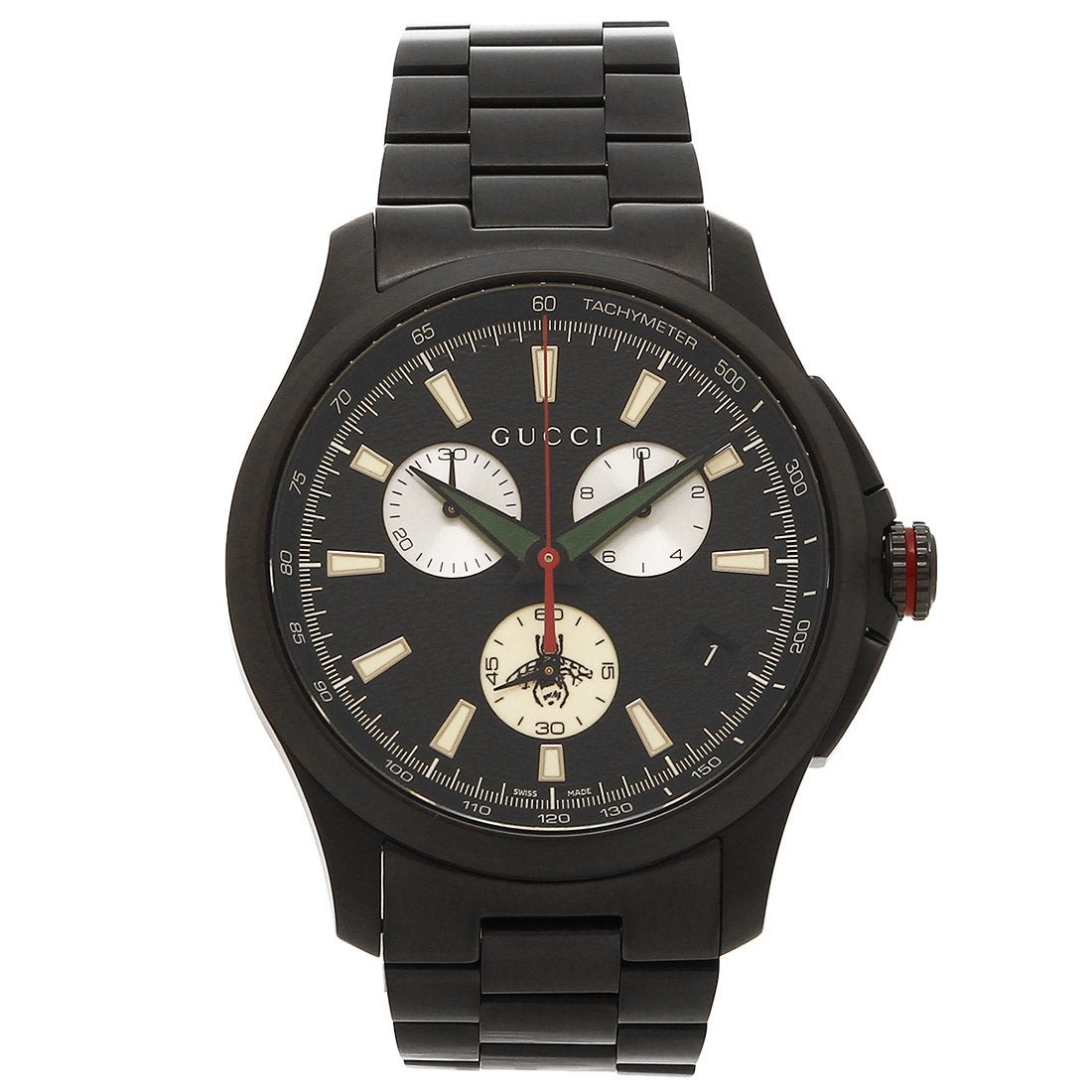 Gucci G-Timeless Chronograph Black Dial Black Steel Strap Watch For Men - YA126268 Watches Gucci   