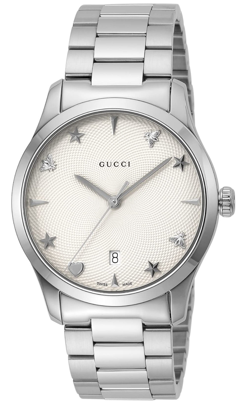 Gucci G Timeless White Dial Silver Steel Strap Watch For Women - YA1264028A Watches Gucci   